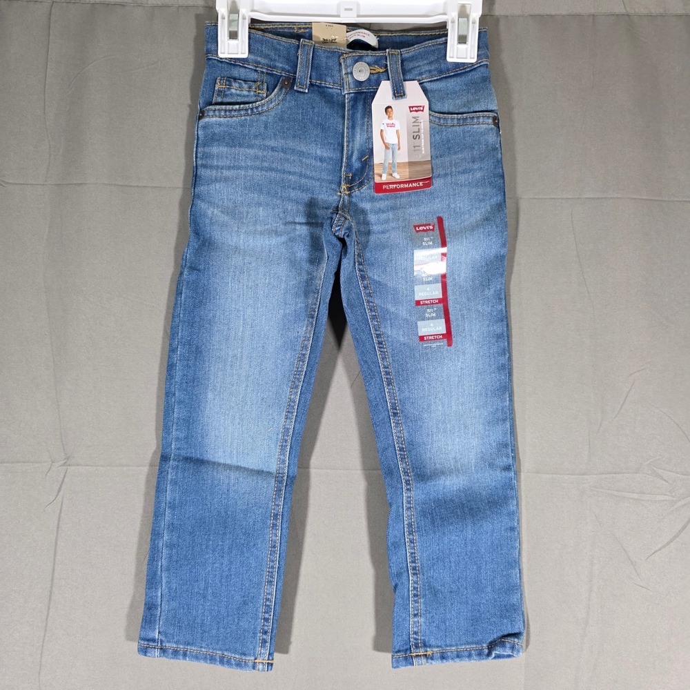 Levis 511 Slim Performance Jeans Kids Size 4 Regular Medium Wash Blue Stretch